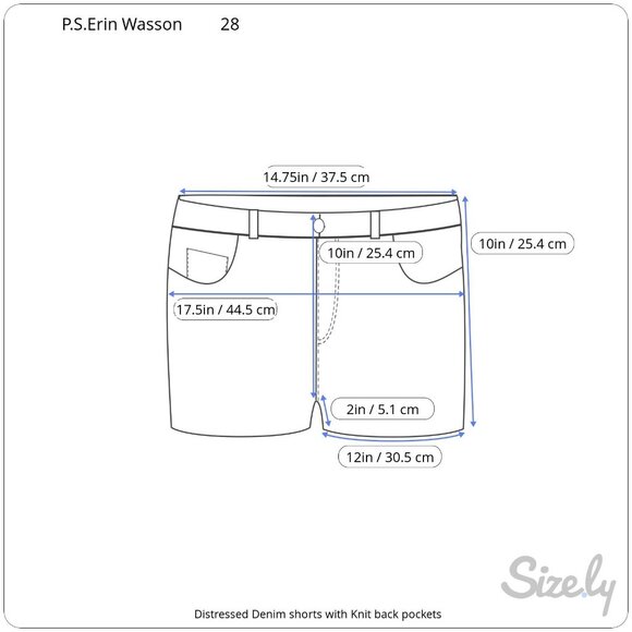 PS Erin Wasson Distressed Denim Shorts Duplicate Stitch Knit Back Pockets 28W - Picture 10 of 10